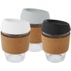 Lidan 360 ml borosilicate glass tumbler with cork grip and silicone lid
