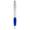Nash ballpoint pen silver barrel and coloured grip (blue ink)