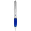 Nash ballpoint pen silver barrel and coloured grip (blue ink)