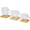 Manti 2-piece 250 ml double-wall glass cup with bamboo coaster