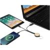 Tecta 6-in-1 recycled plastic/bamboo charging cable with keyring