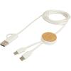 Chechia 5-in-1 recycled plastic 150 cm data sync and 27W fast charge cable with bamboo details