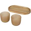 Male wooden serving tray and glass cups with matt finish set