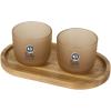 Male wooden serving tray and glass cups with matt finish set