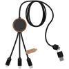 SCX.design C37 40W 5-in-1 rPET light-up logo charging cable with round wooden casing