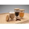Double wall borosilicate glass with bamboo lid 350ml