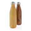 Vacuum insulated stainless steel bottle with wood print