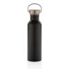 Modern stainless steel bottle with bamboo lid