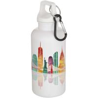 Oregon 400 ml solid colour RCS recycled plastic water bottle with carabiner