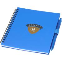 Niove recycled plastic soft cover notebook and ballpoint pen set (blue ink)