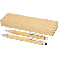 Oblys bamboo ballpoint pen and mechanical pencil set (black ink)