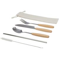 Root 5-piece stainless steel and beech wood cutlery set