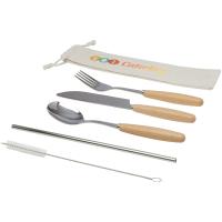 Root 5-piece stainless steel and beech wood cutlery set