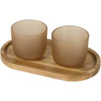 Male wooden serving tray and glass cups with matt finish set