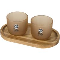 Male wooden serving tray and glass cups with matt finish set