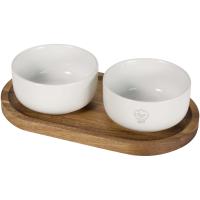 Noa wooden tray and ceramic serving bowls set