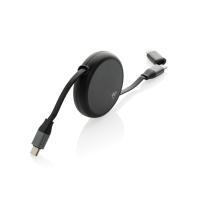 Terra RCS recycled aluminium retractable 240W 2-in-1 cable