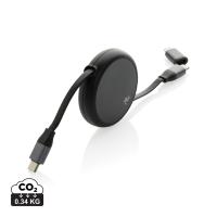 Terra RCS recycled aluminium retractable 240W 2-in-1 cable