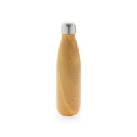 Vacuum insulated stainless steel bottle with wood print