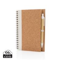 Cork spiral notebook with pen